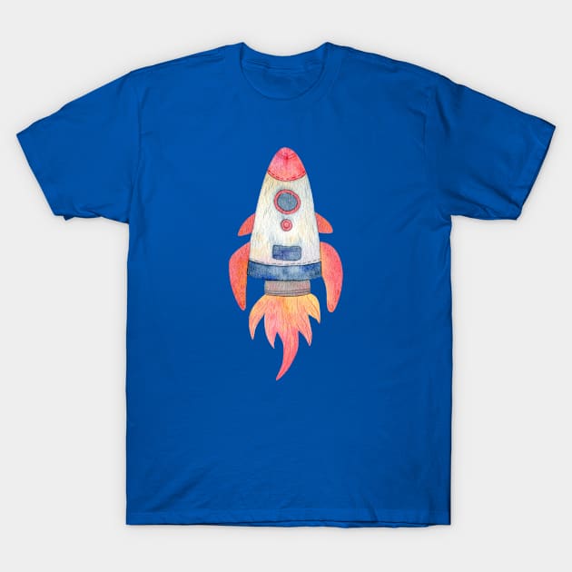 To The Moon Rocket Artwork T-Shirt by Abeer Ahmad